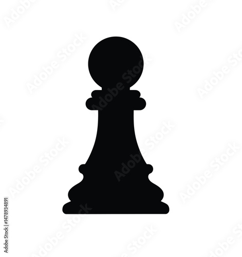 Chess pawn silhouette. Image shows a black silhouette of a pawn chess piece. Vector clipart illustration design.