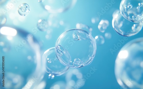 Wallpaper Mural Delicate, translucent bubbles suspended in light blue backdrop Torontodigital.ca