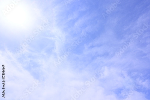 晴れた青空と太陽光