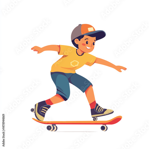 boy skatin in summer outfit
