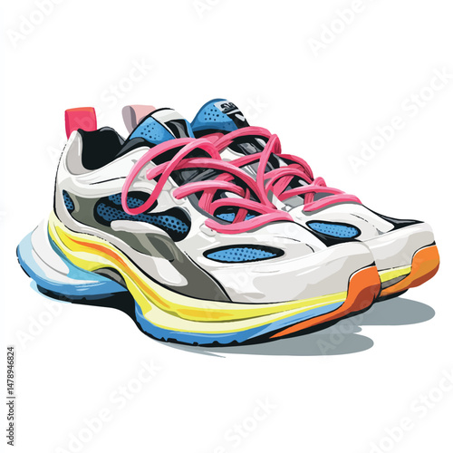 chunky sneakers with bright laces