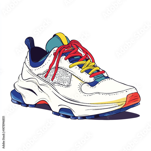chunky sneakers with bright laces