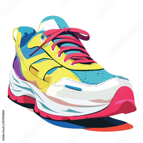 chunky sneakers with bright laces