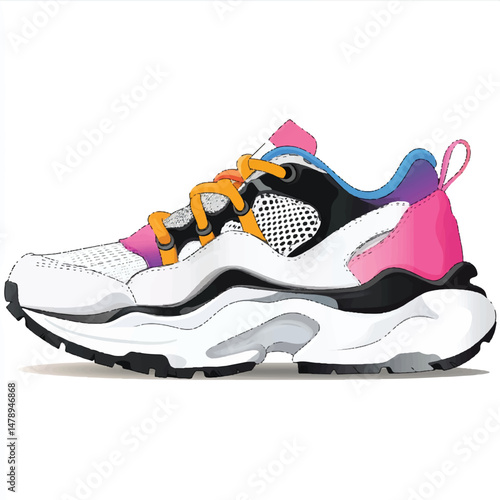 chunky sneakers with bright laces
