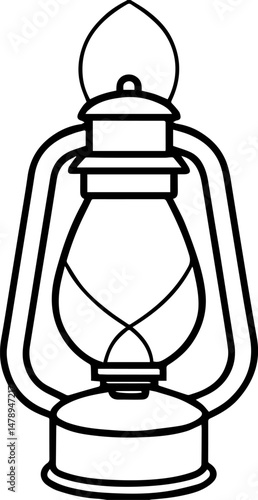 kerosene light outline vector illustration, line art