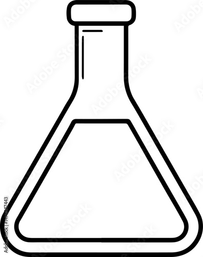 laboratory flask outline vector illustration, line art