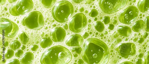 Close-up of vibrant green bubbles