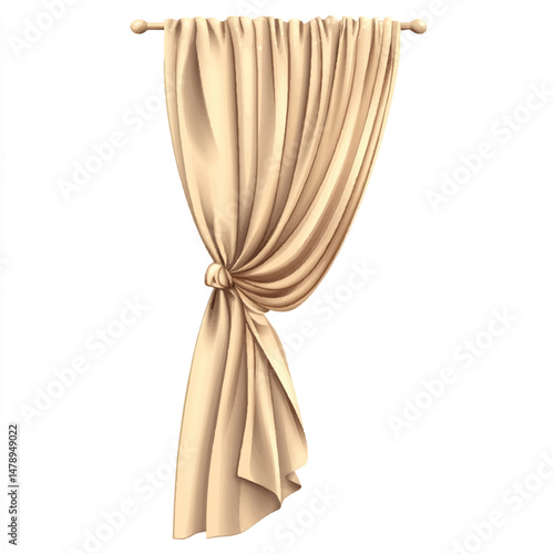 curtain tied to one side with gentle folds