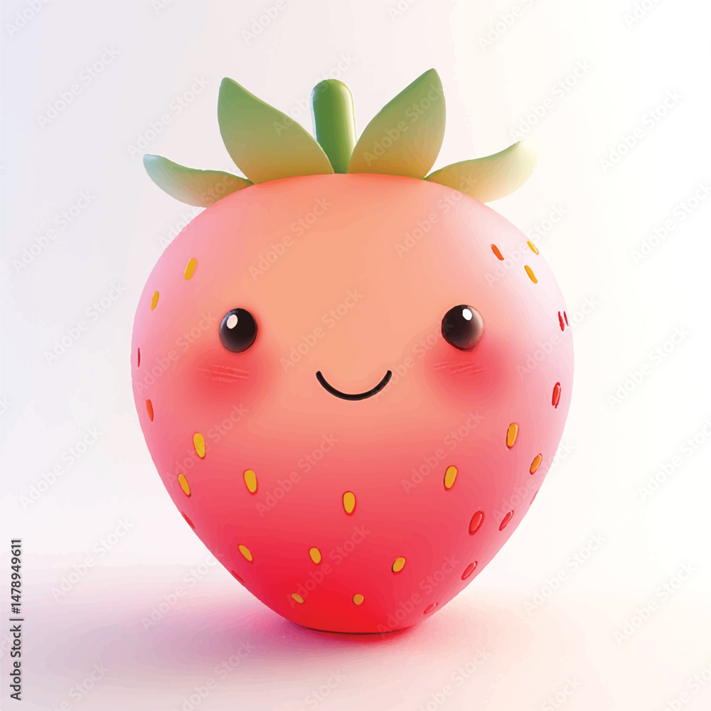 Fototapeta premium cute smiling strawberry with blushing