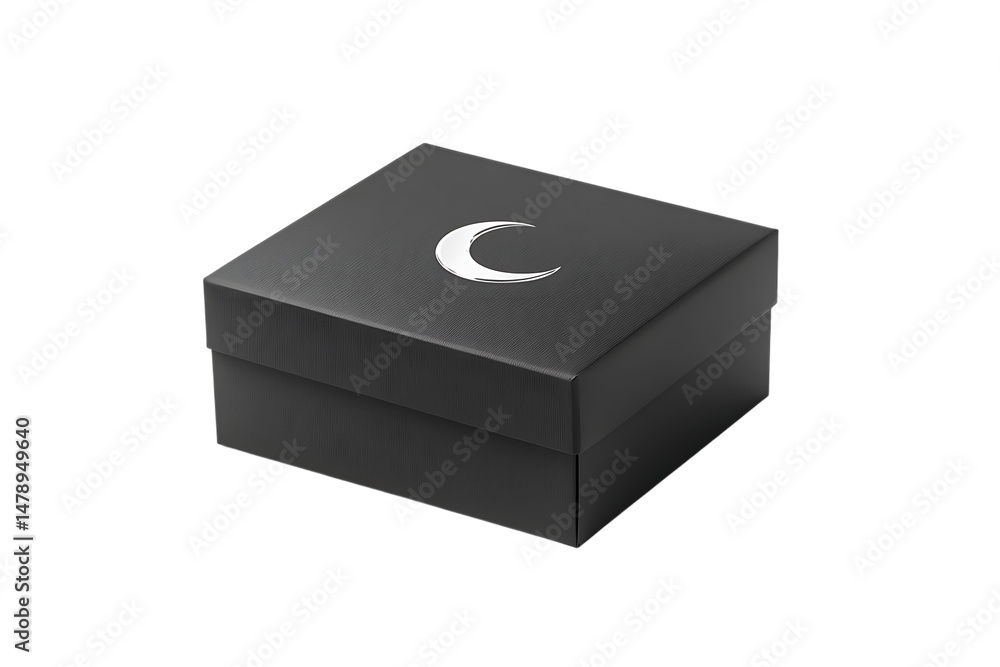 Fototapeta premium Elegant Black Gift Box with Crescent Moon Design