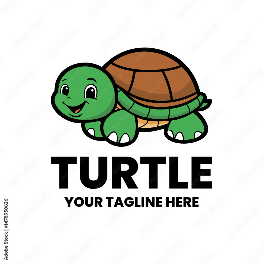 Smiling Green Turtle Character Illustration Smiling Green Turtle Character Illustration