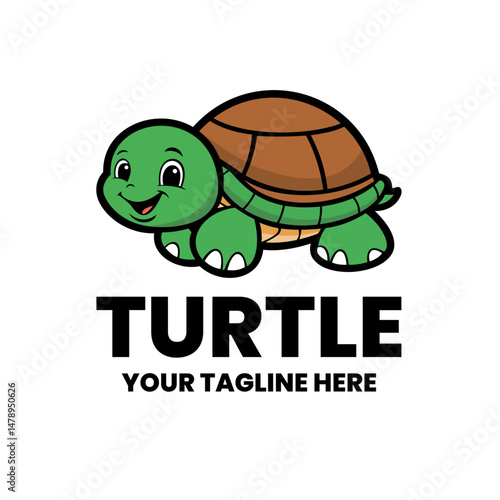 Smiling Green Turtle Character Illustration