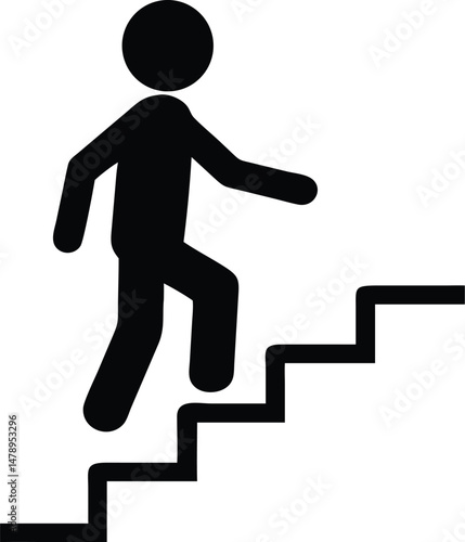Success stairs up vector Icon. People go up stairs. icon related to career, business climb, success.   silhouette icon style design. Simple  editable vector design.