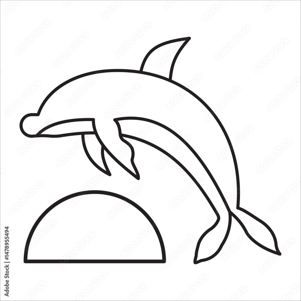 Obraz premium Dolphin icon outline vector