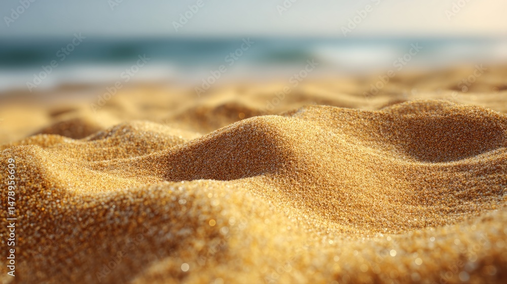 Golden sand texture with soft focus, warm tones, and blurred seascape, evoking serene summer tranquility.
Golden sand texture with soft focus, warm tones, and blurred seascape, evoking serene summer tranquility.