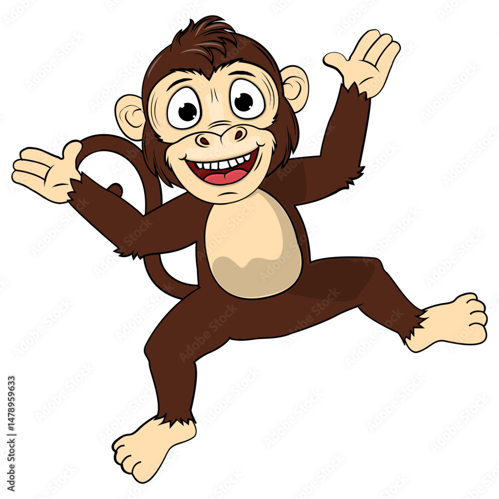 Naklejka premium Cute Monkey Animal Cartoon Illustration