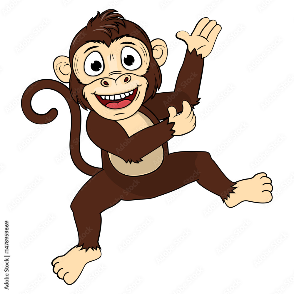 Obraz premium Cute Monkey Animal Cartoon Illustration