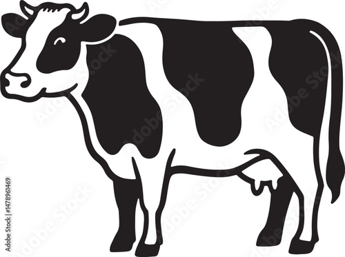  jersey cow silhouette vector illustration, cow black silhouette on a white background