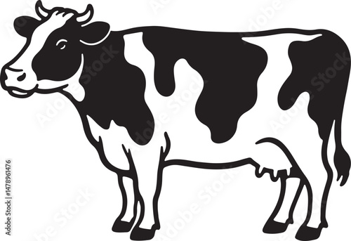  jersey cow silhouette vector illustration, cow black silhouette on a white background