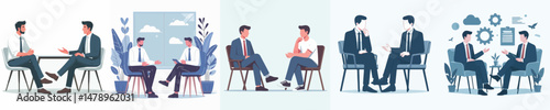 Vector of two men having a discussion
