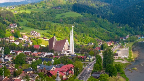 Village in Beskid Mountains. Kroscienko nad Dunajcem, Poland.