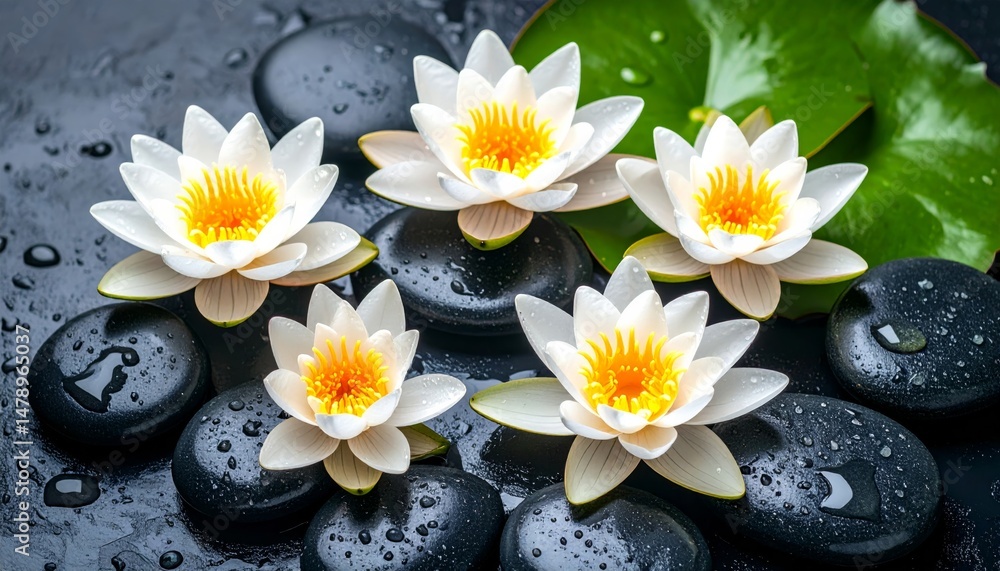 Still Spa with White Frangipani and Zen Stones
Still Spa with White Frangipani and Zen Stones