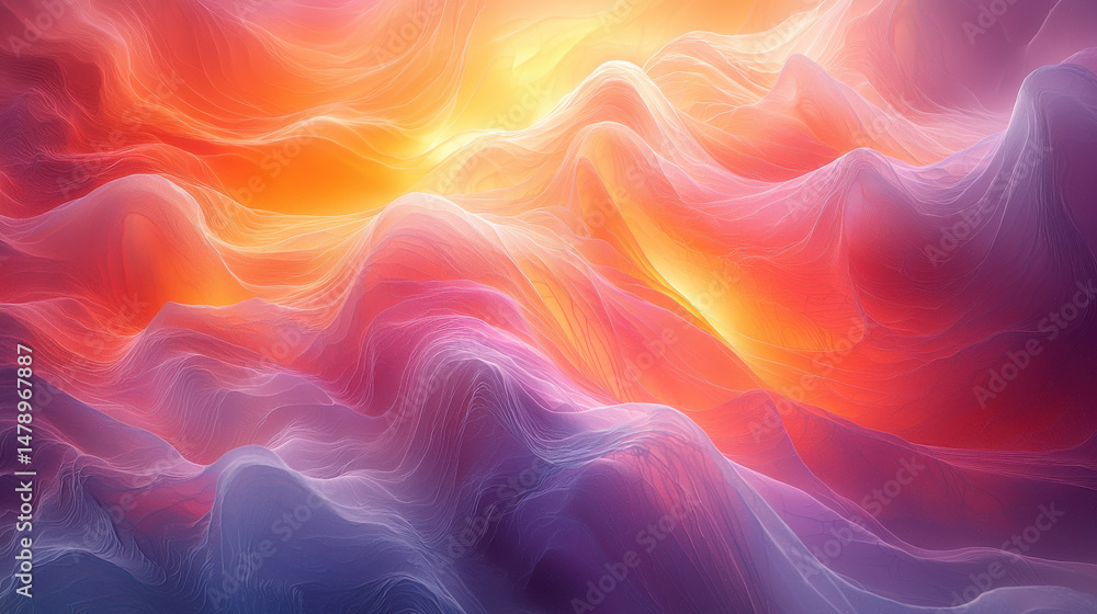 Fototapeta premium A mesmerizing canvas of vibrant, swirling colors, a Generative AI creation, where abstract threads and textures dance in a symphony of light and shadow