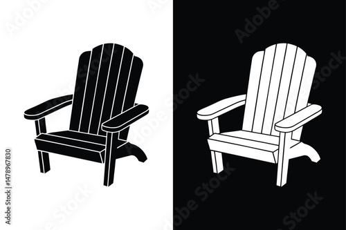 Adirondack Chair Icon. Silhouette Vector Illustration for Outdoor Furniture Projects