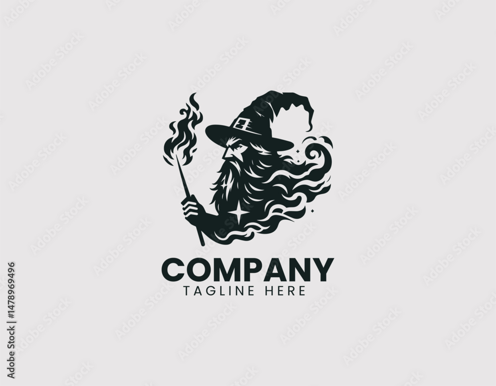 Powerful Wizard Silhouette Long Beard Pointed Hat Staff Vector Logo Design, Strong Sorcerer Silhouette Long Beard Pointed Hat Staff Vector Logo, Mystical Wizard Silhouette Long Beard Pointed Hat Staff Powerful Wizard Silhouette Long Beard Pointed Hat Staff Vector Logo Design, Strong Sorcerer Silhouette Long Beard Pointed Hat Staff Vector Logo, Mystical Wizard Silhouette Long Beard Pointed Hat Staff