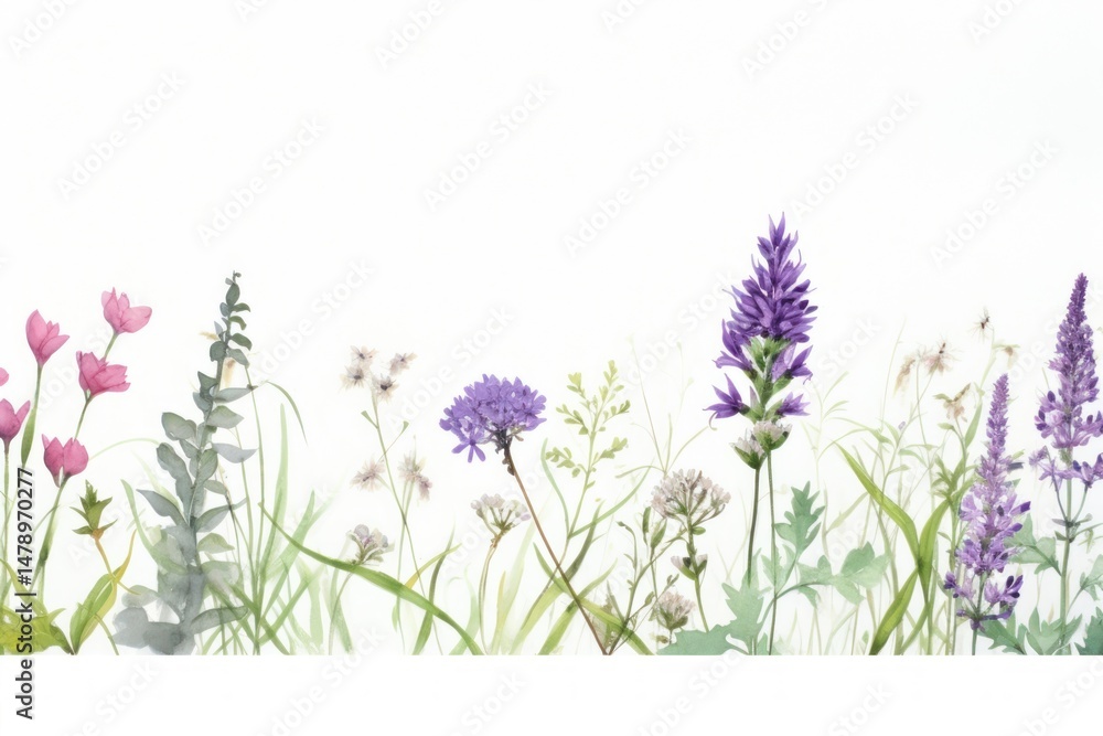 Naklejka premium Minimal purple flowers lavender outdoors blossom.