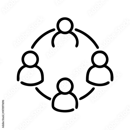 Team Network Icon Vector – Connected People Outline Symbol