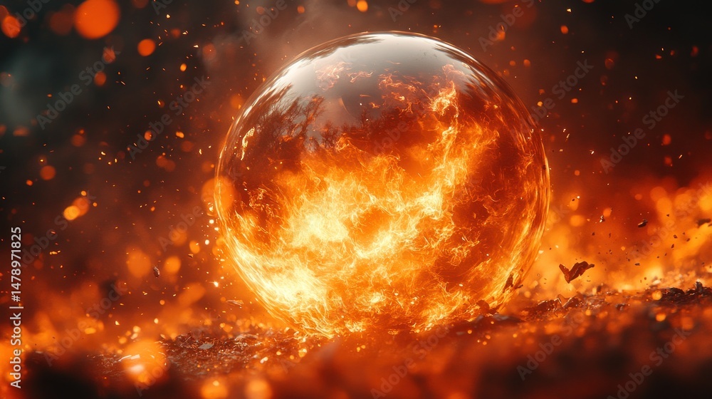 Obraz premium Fiery Orb of Inferno: A Digital Masterpiece