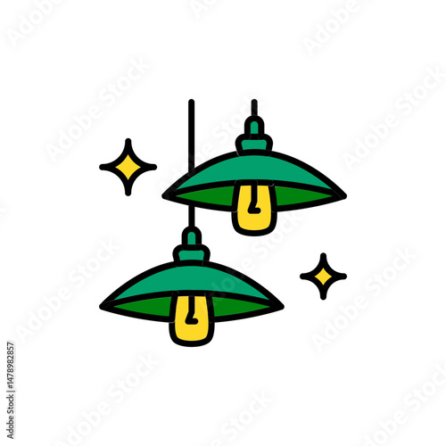 Industrial Light Fixture Icon for Brutalist Lighting Design.