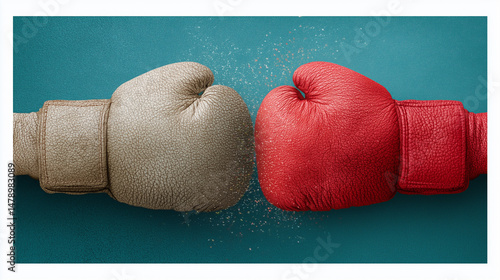 Boxing Gloves Clash: A clos...