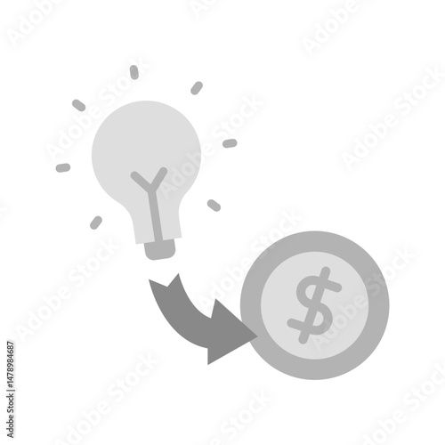 Convert Idea into Money icon vector image. Suitable for mobile apps, web apps and print media.