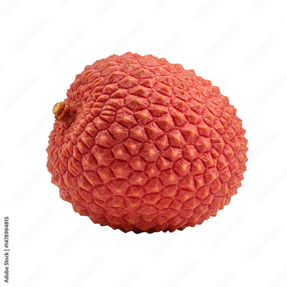 Single Whole Red Lychee Fruit on White Background Single Whole Red Lychee Fruit on White Background