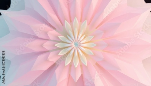 Abstract blossom illustration rendered in pastel shades with a geometric low poly style petals, captivating digital artwork