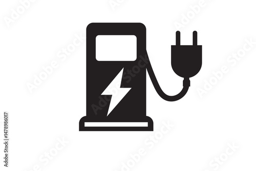 Electric car vehicle station EV vector. Electric car charge station icon. Electric car refueling icon symbol. EV car, Green hybrid vehicles charging point. Eco friendly vehicle concept