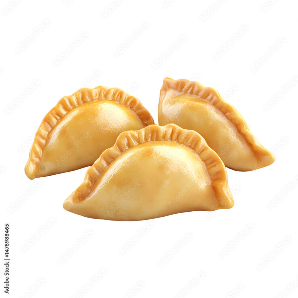 Close-up view of three golden-brown pastries, showcasing their flaky texture and delicious appearance. Close-up view of three golden-brown pastries, showcasing their flaky texture and delicious appearance.