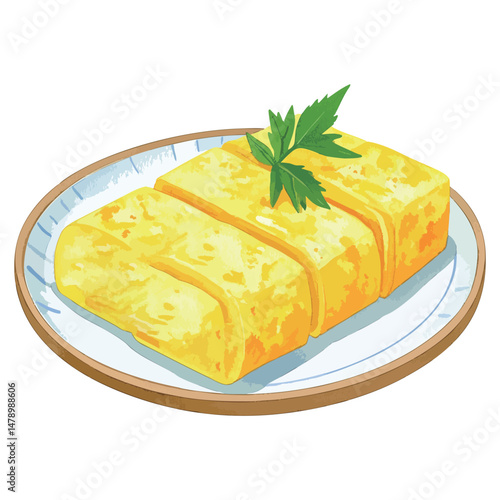 卵焼きの水彩風イラスト　生成AI