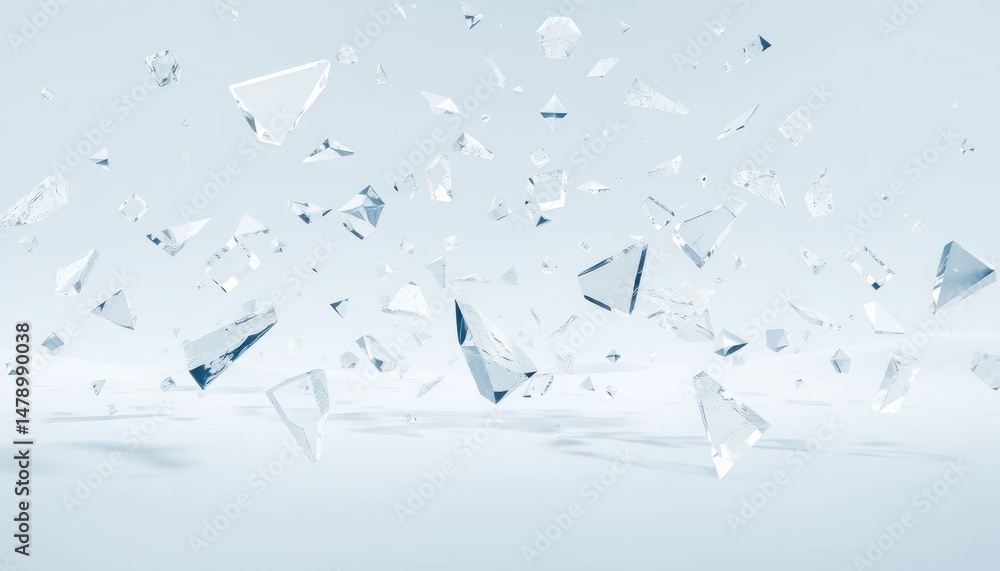 Crisp Transparency: A Cascade of Shattered Glass Fragments Creating a Clean and Minimalist Aesthetic Crisp Transparency: A Cascade of Shattered Glass Fragments Creating a Clean and Minimalist Aesthetic