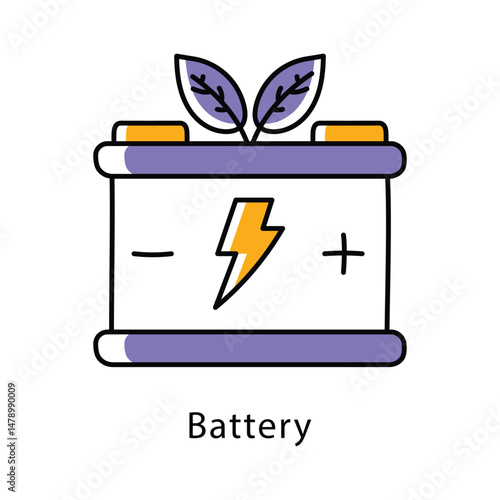 Battery Vector Filled Outline Style icon. Eps 10 File