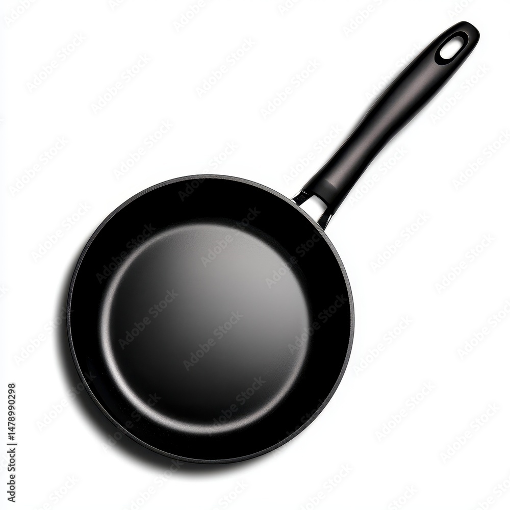 Black Non Stick Frying Pan on White Background Black Non Stick Frying Pan on White Background