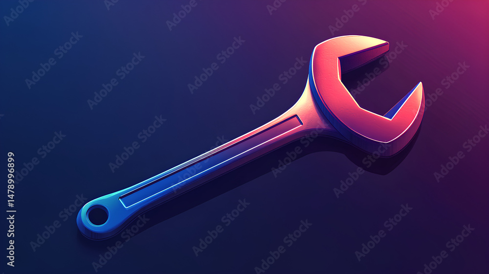 Fototapeta premium Wrench of Metallic Mechanic Tool, Construction and Maintenance