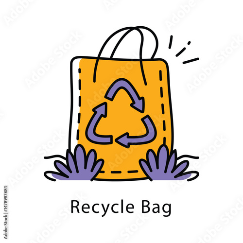 Recycle Bag Vector Filled Outline Style icon. Eps 10 File