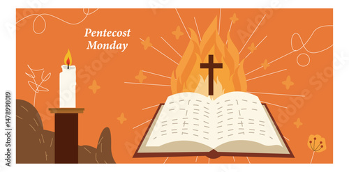 Pentecost Monday Holy Spirit Vector Illustration Set-03