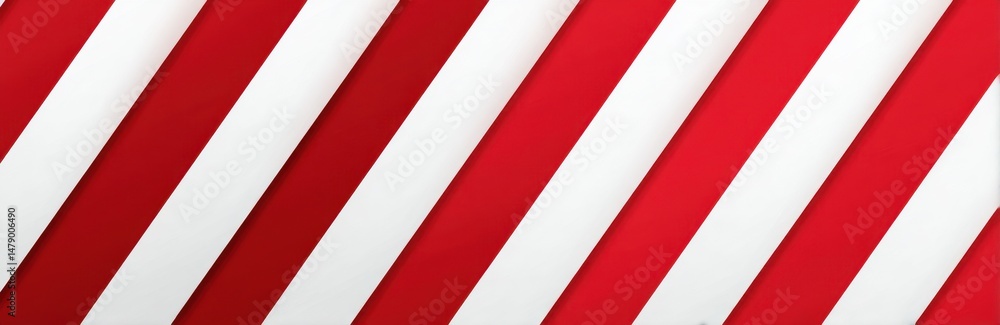 Naklejka premium Diagonal stripes of red and white.