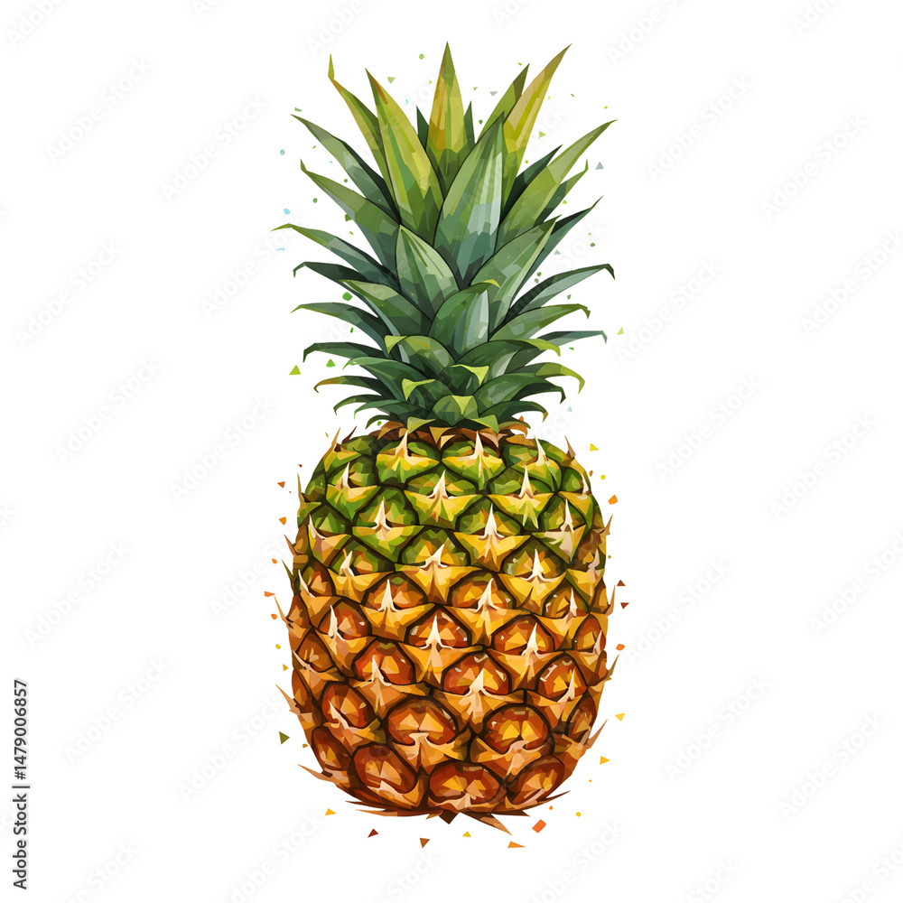 Fototapeta premium Vibrant pineapple illustration with geometric splash 