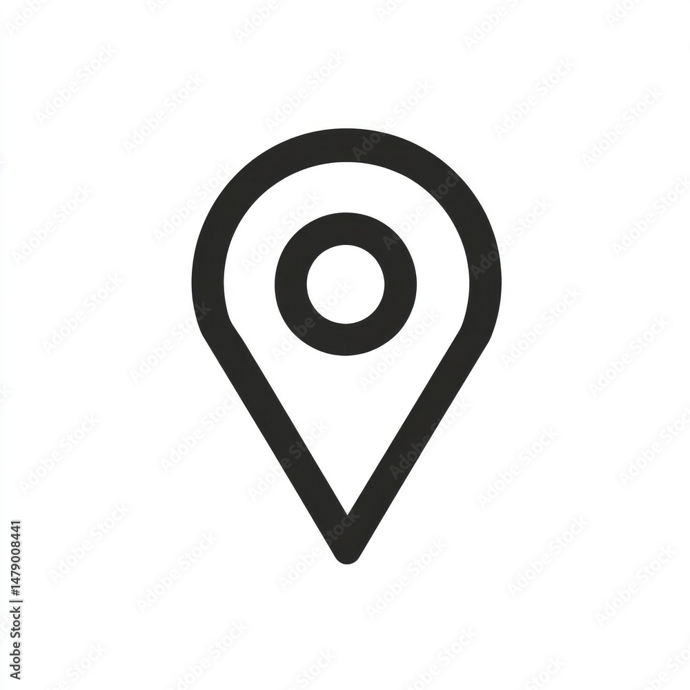 Location marker icon. Simple, outline style graphic of a location pin. Clearly depicts a point on a map Location marker icon. Simple, outline style graphic of a location pin. Clearly depicts a point on a map