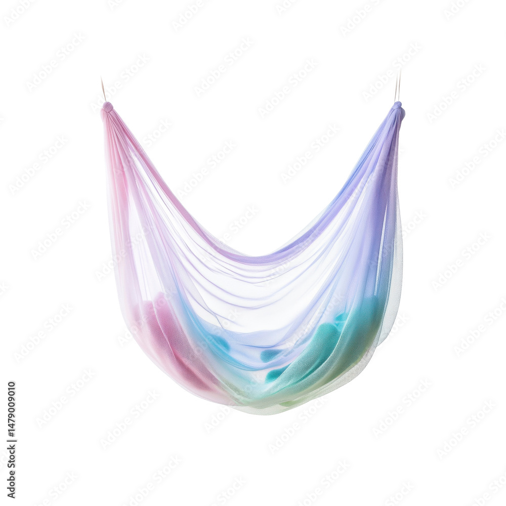 Obraz premium Pastel Rainbow Hammock, Hanging Fabric, Relaxing Swing